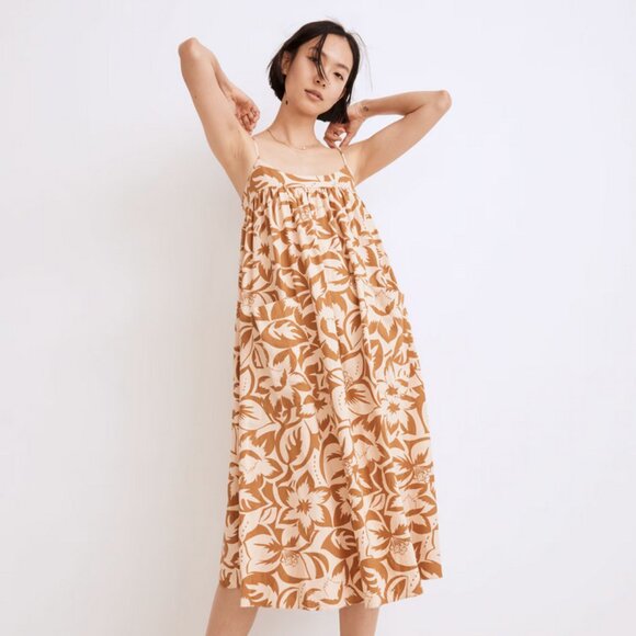 Madewell Linen-Blend Cami Midi Dress in Tropicale Floral - Size Small - Picture 2 of 11